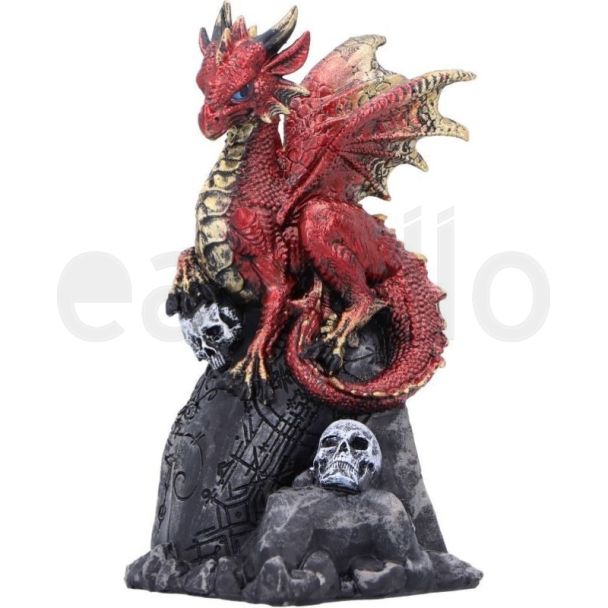 Vermillion Rune Protector Dragon Figurine - (9.5cm)