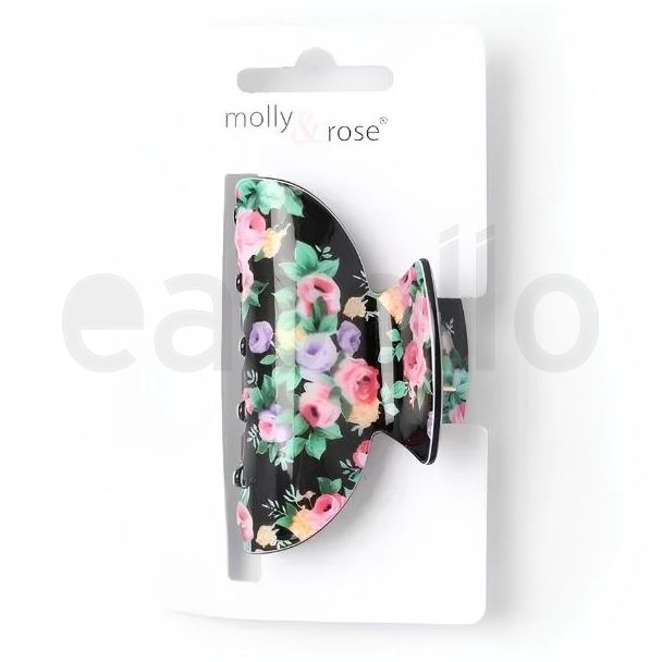 Vintage Floral Print Acrylic Hair Clamps - Assorted - 6.5cm