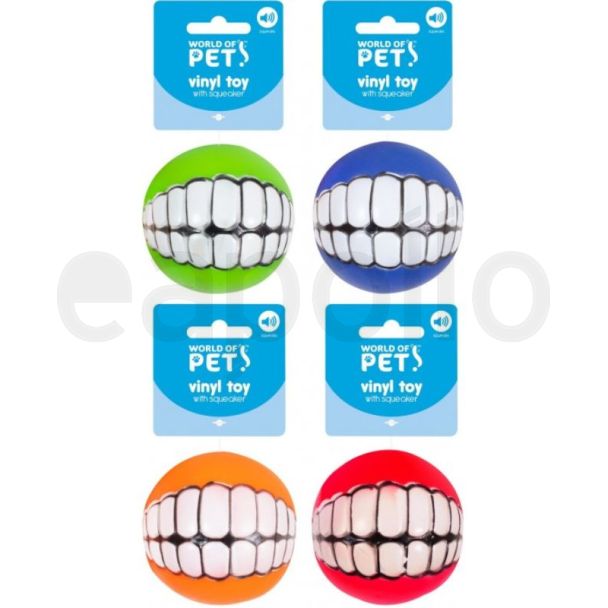 Vinyl Smile Ball Dog Toy With Squeaker- Assorted 