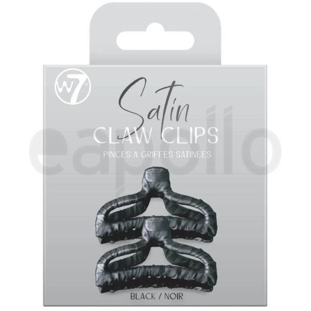 W7 Black Satin Covered Hair Clamps - 9.5cm