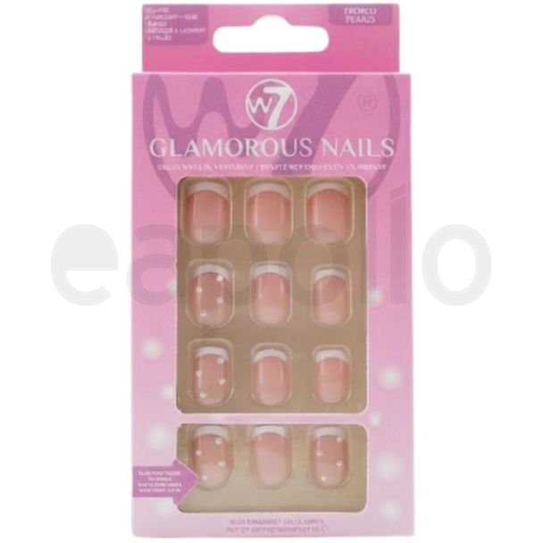 W7 Glamorous 24 Nails With Glue  - French Pearls 