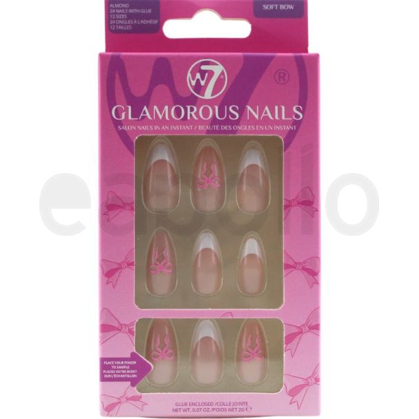 W7 Glamorous 24 Nails With Glue  - Soft Bow