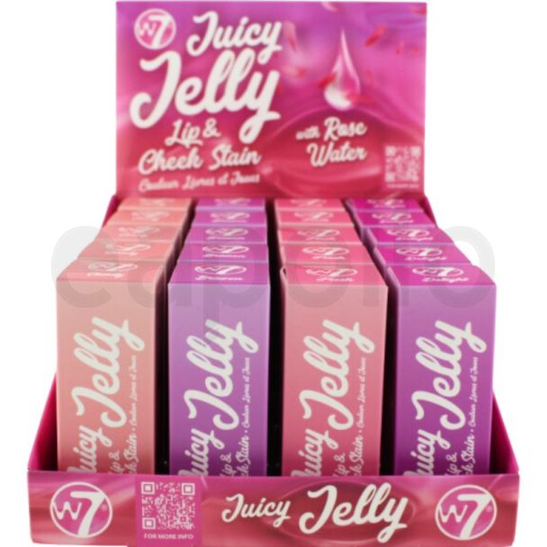 W7 Juicy Jelly Lip & Cheek Stain with Rose Water- Assorted 