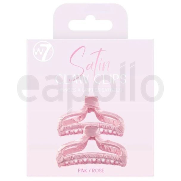 W7 Pink Satin Covered Hair Clamps - 9.5cm