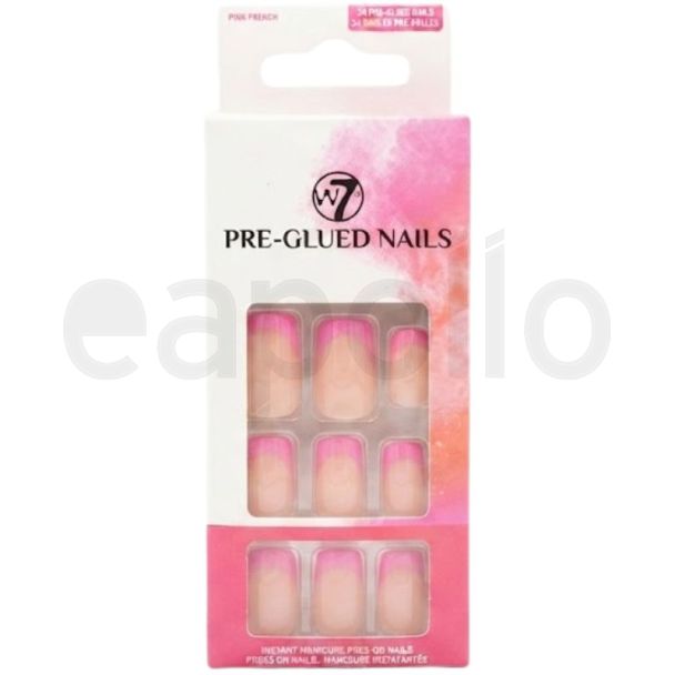 W7 Pre-Glues Nails  - Pink French 