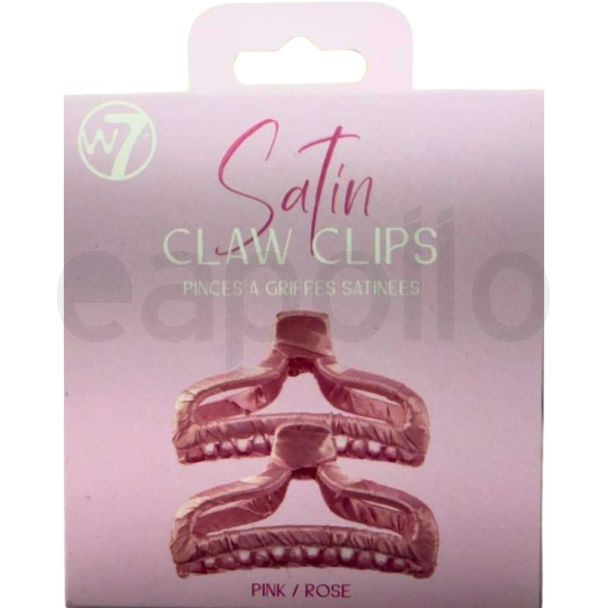 W7 Satin Claw Clips -  Pink/Rose (9.5cm)