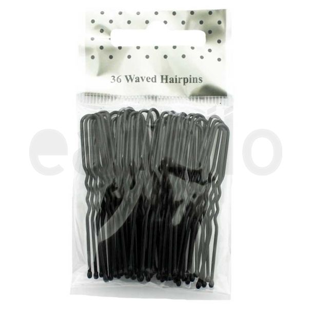 36 Waved Hair Pins - Black (5cm)