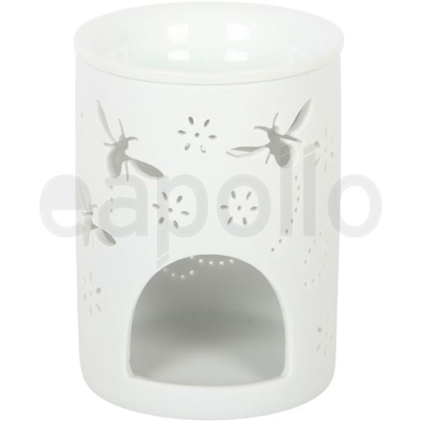 White Bee & Flower Cut-Out Ceramic Oil Burner & Wax Warmer - 11.5cm