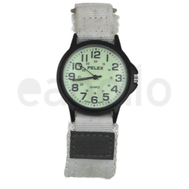 Wholesale Pelex Men's Classic Glow In The Dark Velcro Strap Watch - White/Black