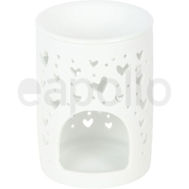 White Heart Cut-Out Ceramic Oil Burner & Wax Warmer - 11.5cm