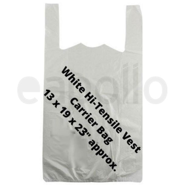 White Hi-Tensile Vest Jumbo Carrier Bag - 13x19x23"