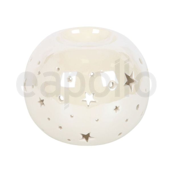 White Iridescent Star Oil Burner and Wax Warmer