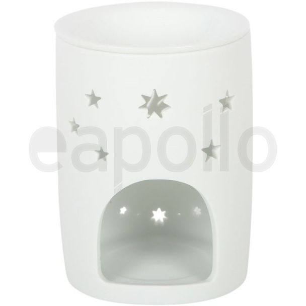 White Sun & Moon Cut-Out Ceramic Oil Burner & Wax Warmer - 11.5cm