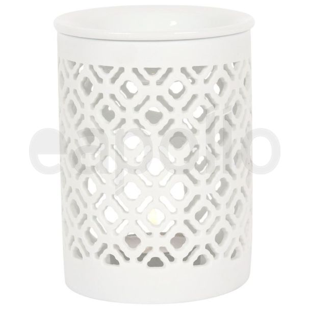 White Matte Lattice Cut Oil Burner