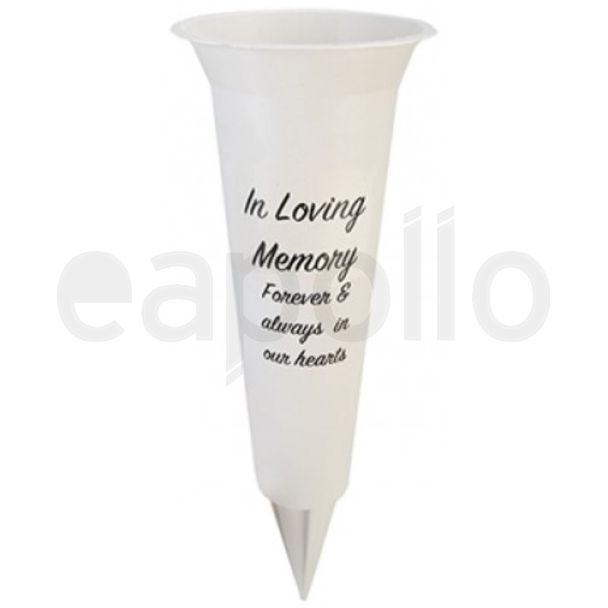 Graveside Flower Vase – In Loving Memory (White)