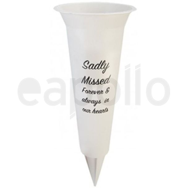 Graveside Flower Vase – Sadly Missed (White)