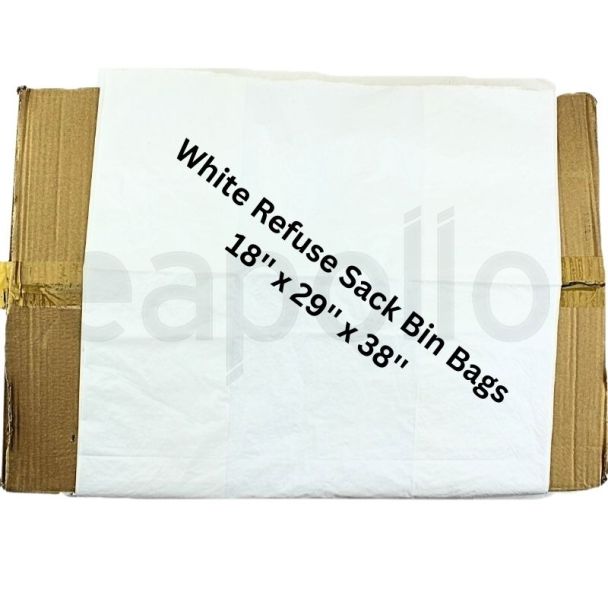 White Refuse Sack Bin Bags 18x29x38"