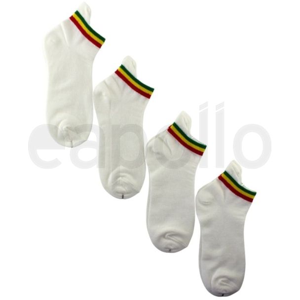 Rasta Stripes White Trainer Socks