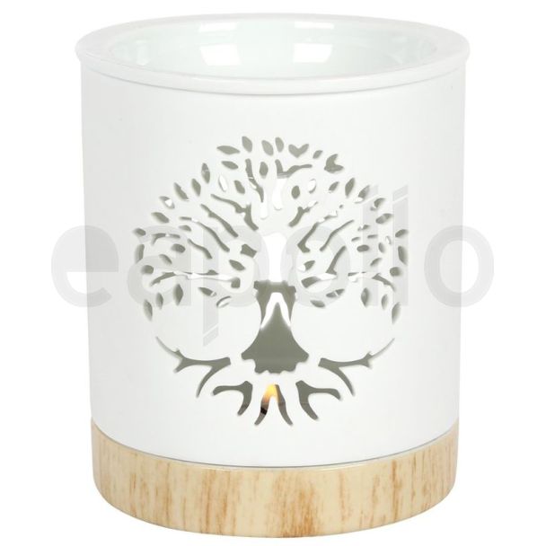 White Tree of Life Cut Out Oil Burner