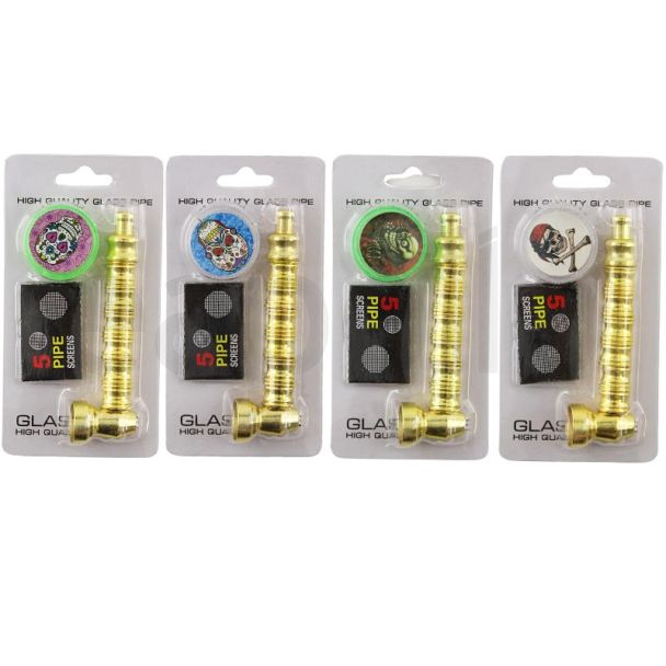 Wholesale Gold Metal Pipe 3pcs Set - Assorted Designs
