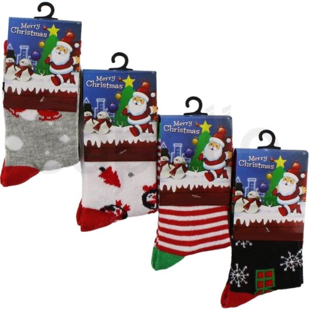 Kids Cotton Rich Christmas Design Socks (1 Pair Pack) - (UK 12.5-3.5)