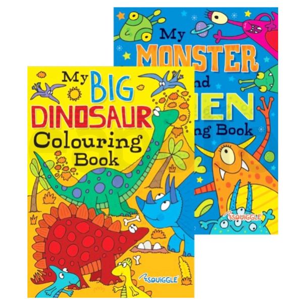 Squiggle Alien, Monster & Dinosaur Colouring Books - Assorted 