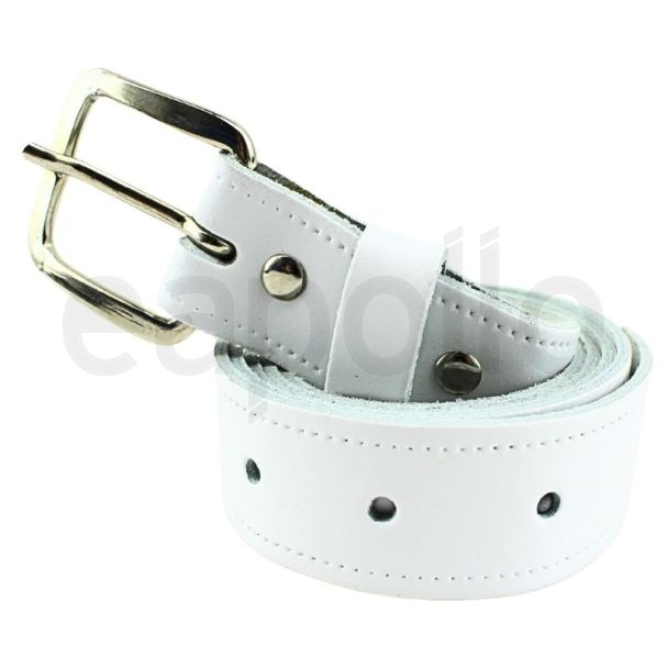 Men's 1.25" Wide Genuine Leather Belts White - Large