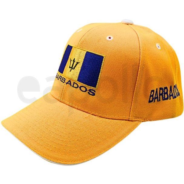 Wholesale 6 Panel Embroidered Baseball Cap Barbados - Yellow