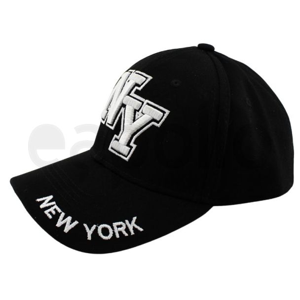 Wholesale Adults 6 Panel New York Baseball Cap - Black