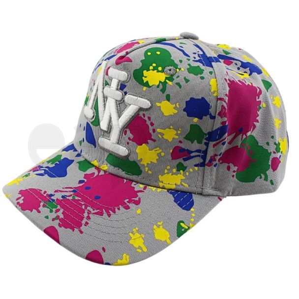 Wholesale Adults 6 Panel New York Splash Baseball Cap - Grey