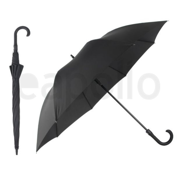 Wholesale Adults Black Auto Walking Umbrella With Crook Handle