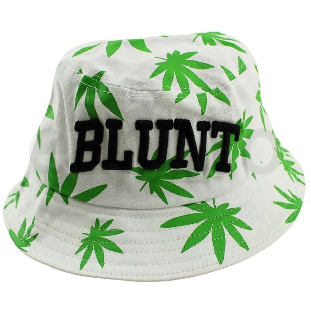 Wholesale Adults Bucket Hat White Green Leaf Design
