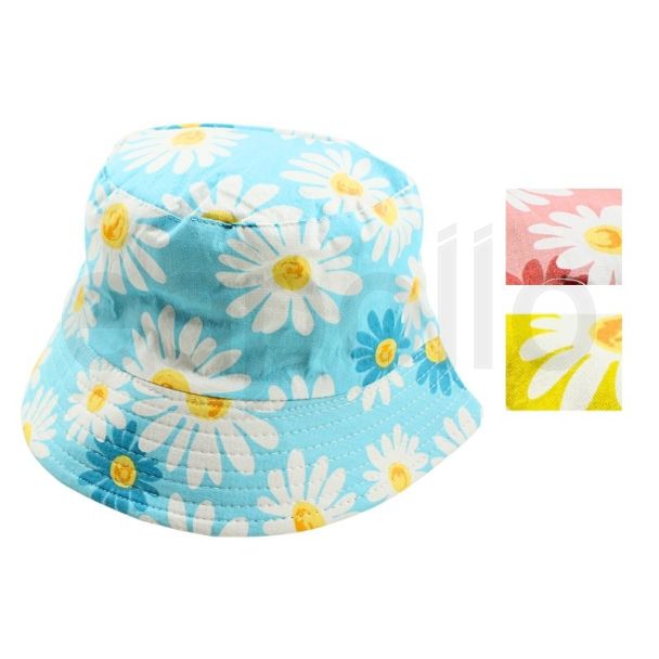 Wholesale Adults Reversible Bucket Hat Multi Flower Design - Assorted Colours