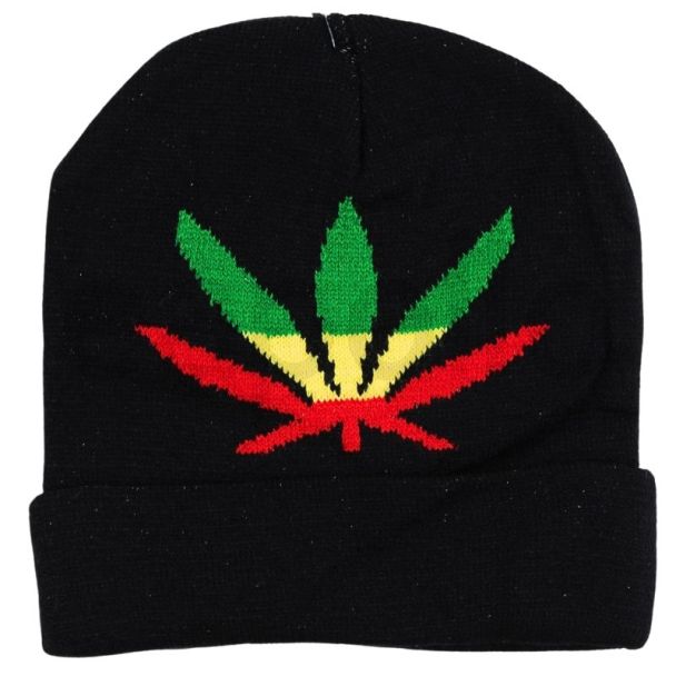 Wholesale Adults Unisex Black Fly Leaf Hat - Rasta