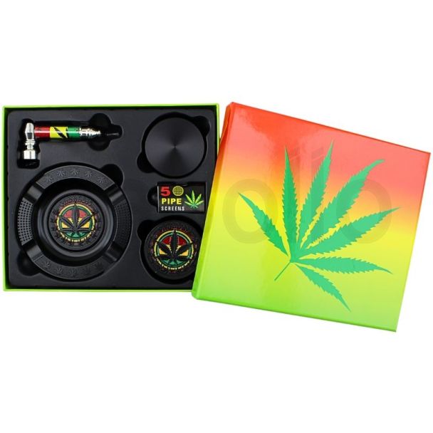 Wholesale Black Rasta Leaf Design Gift Set - 4 pcs 