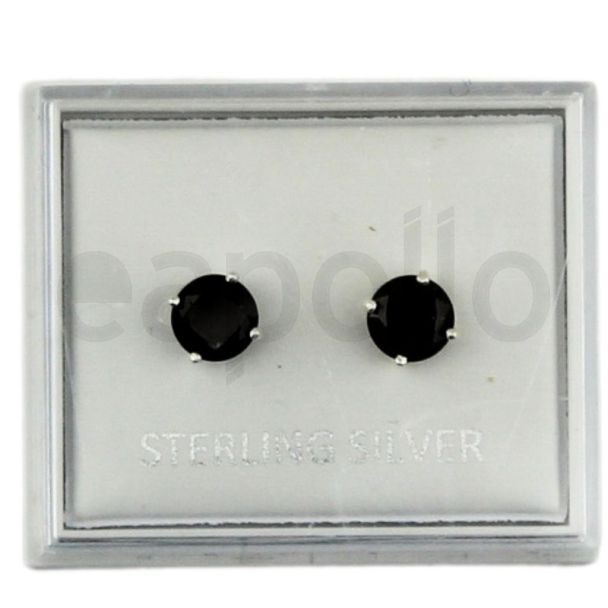 Wholesale Black Sterling Silver Round Stud 6 mm