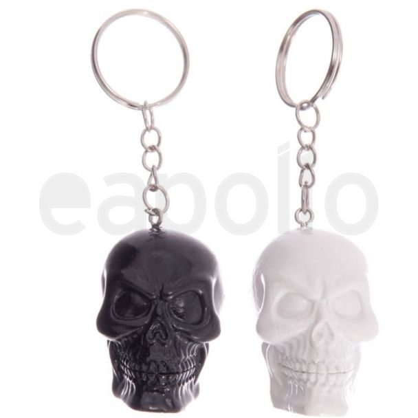 Wholesale Black & White Skull Keyring