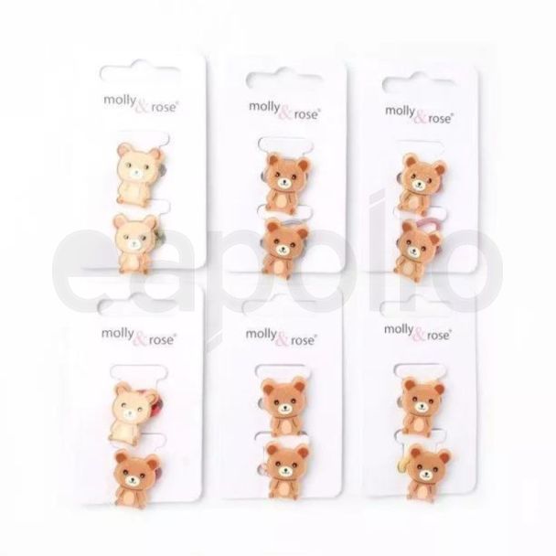 Wholesale Card Of 2 Teddy Bear Bobble Elastics