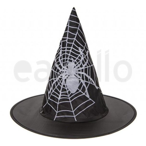Children Nylon Witch Hat With Spider Print  