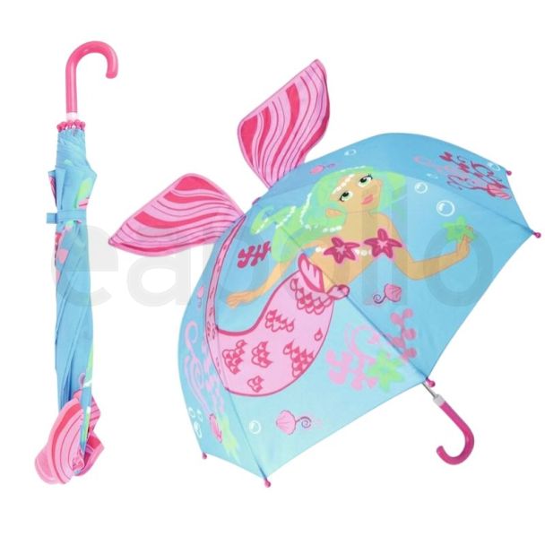Wholesale Children's Mermaid Design 3D Umbrella 