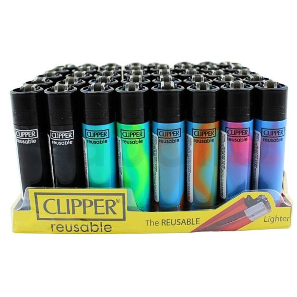 Wholesale Clipper Reusable Lighters "Blue Nebula Mix" Design - Assorted 