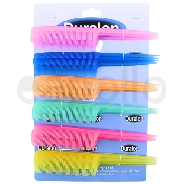 Wholesale Duralon 8" Tail Comb - Asst. Colours (20cm)