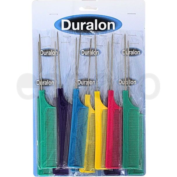 Wholesale Duralon 8" Metal Pin Tail Comb - Assorted Colours