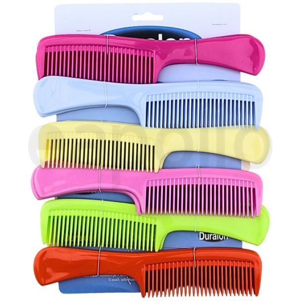Wholesale Duralon Large Hair Comb with Handle - Assorted 