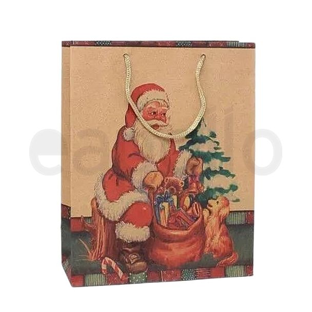 Wholesale Father Christmas Print Gift Bag 