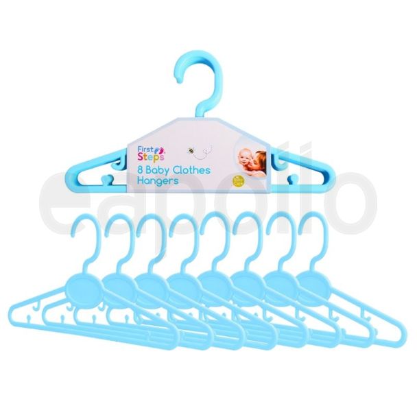 Wholesale First Steps Baby Clothes Hangers 8 Pack - Blue
