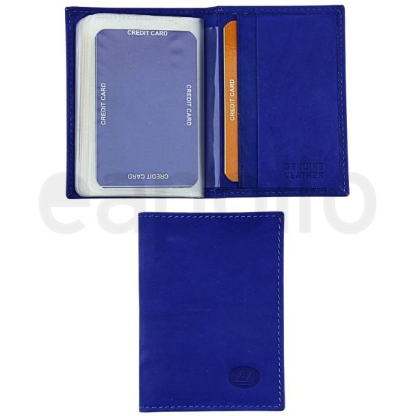 Wholesale Florentino Bifold Genuine Leather Credit Card Holder - Blue