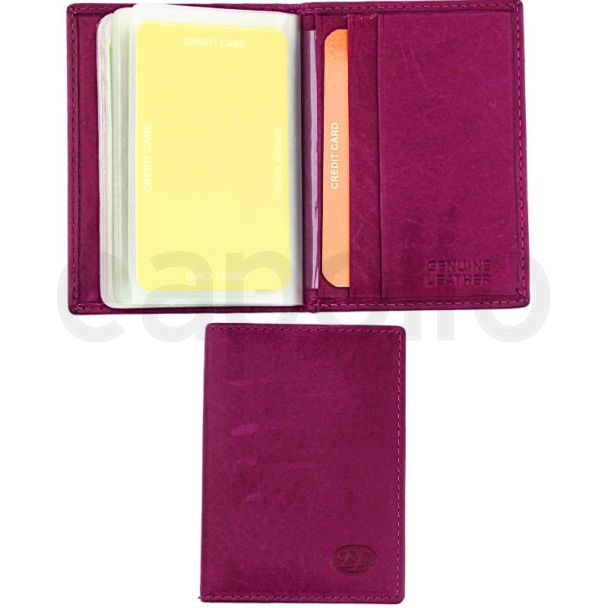 Wholesale Florentino Bifold Genuine Leather Credit Card Holder - Pink
