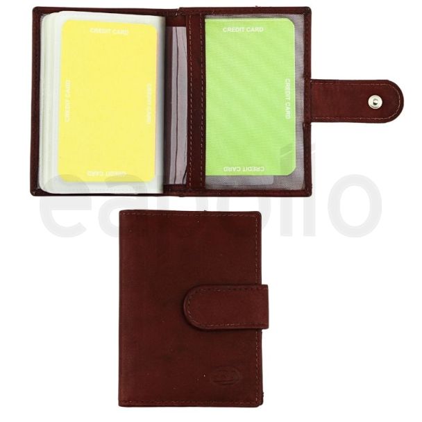 Florentino Genuine Leather Credit Card Holder - Red Brown