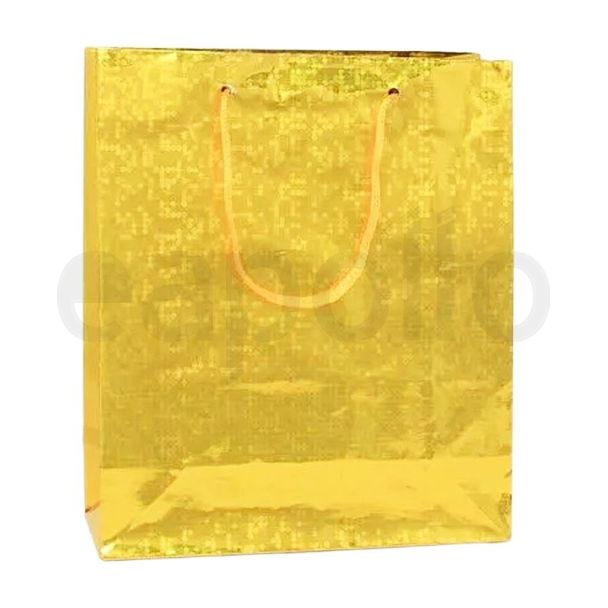 Wholesale Gold Holographic Paper Gift Bag - 21.5x18x7.5cm